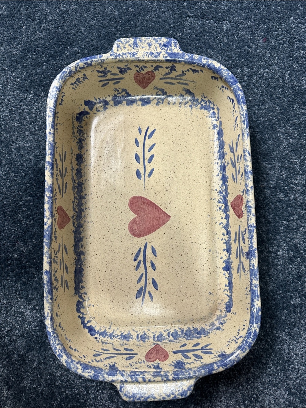Rare Vintage Magnolia Ridge Stoneware Hand Painted Pottery Baking Casserole Dish